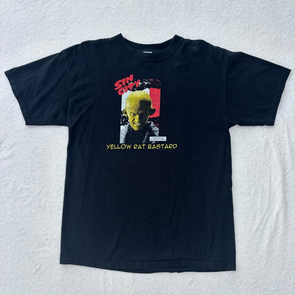 Vintage Sin City T Shirt Men's Large Black Anvil Yellow Rat Bastard Tee Rare